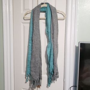 Teal & Grey knit scarf